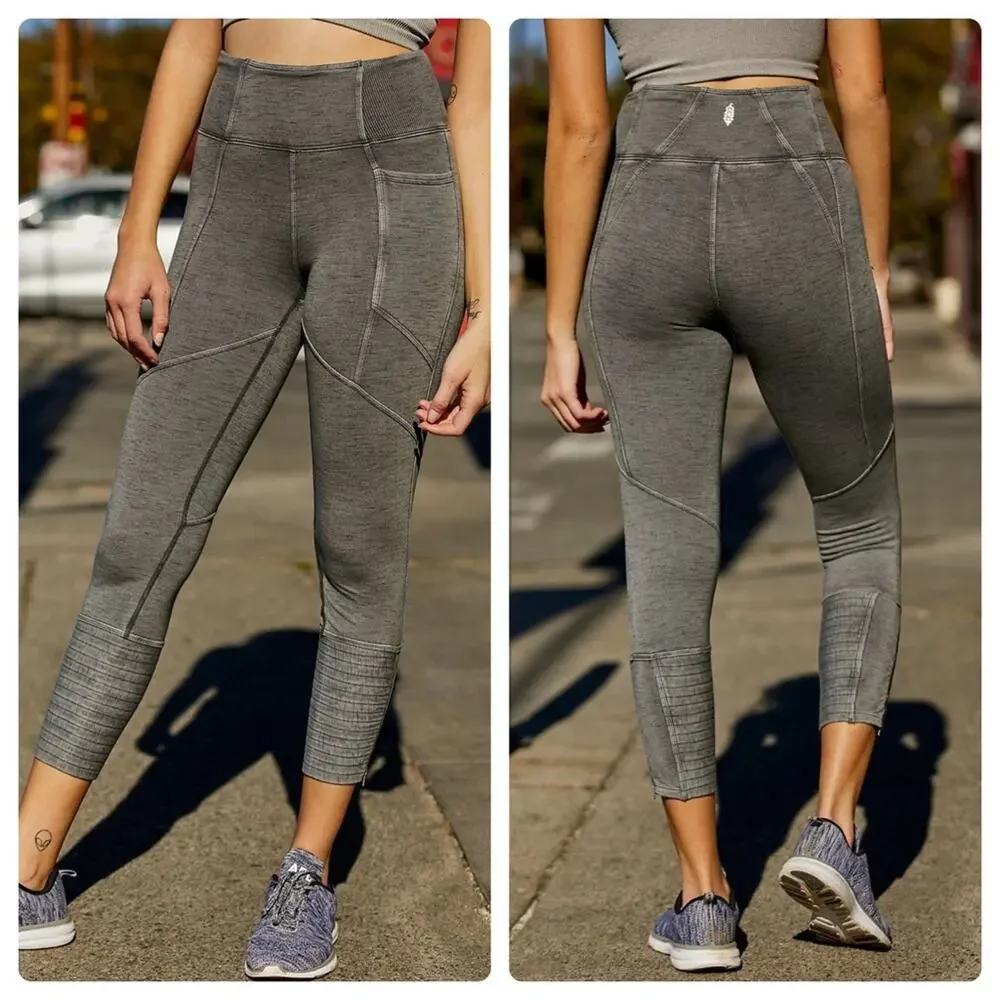 Free People High-Rise Get On It Leggings in Dark Silver